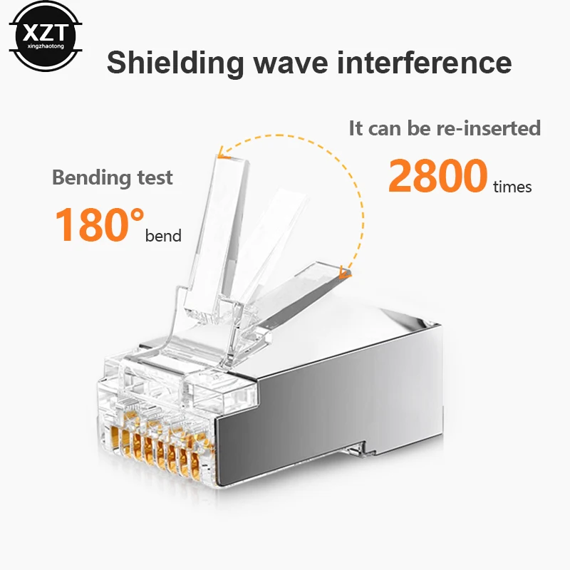 Conector rj45 Cat6, conectores de red blindados, enchufe rj45, terminales 8p8c para stp, Cable Ethernet, interruptores, módem - imagen 3