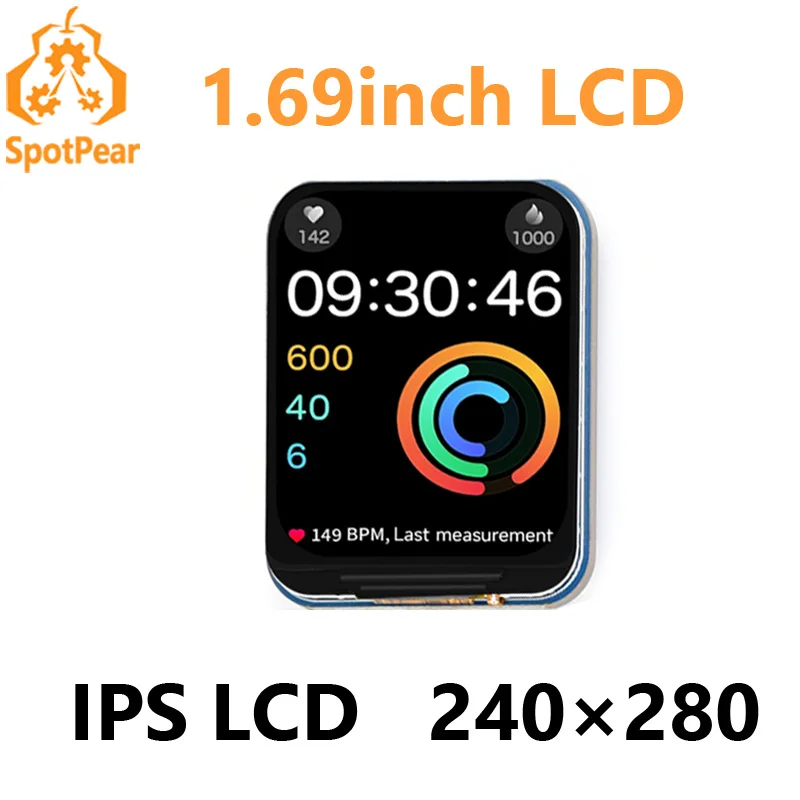 Pantalla IPS LCD de 1,69 pulgadas, interfaz SPI, resolución de 240x280, colores de 262K para Raspberry Pi
