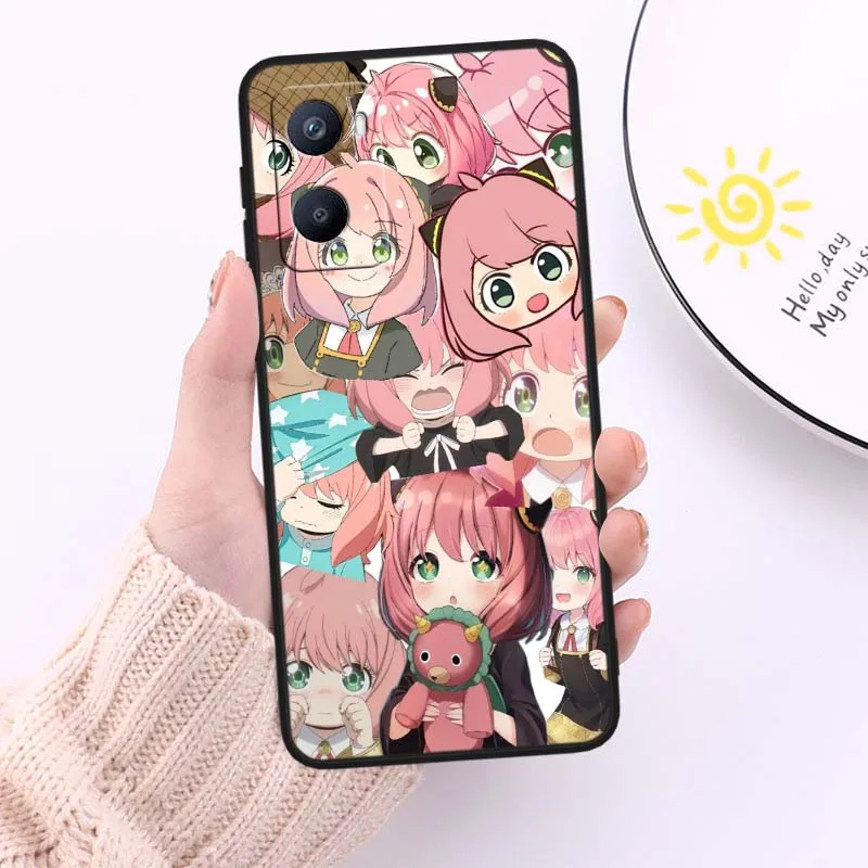 Funda de Anime Anya Forger para OPPO A98 A96 A94 A78 A18 A74 A72 A57 A16 A53 Find X5 X3 Pro Lite funda de teléfono negra - imagen 4