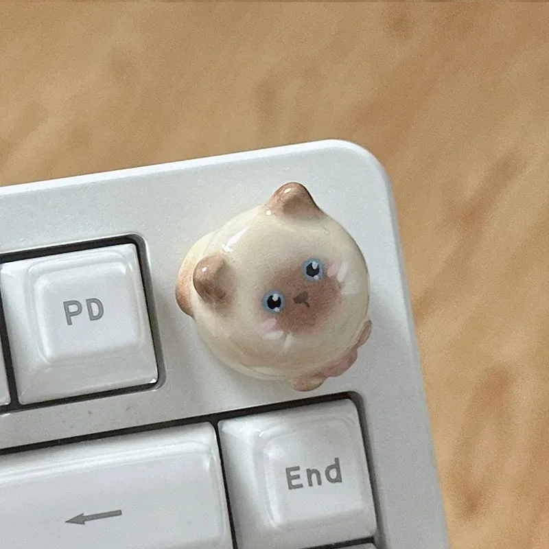 MiFuny-Teclas de perilla de gato siamés, accesorio de resina Kawaii personalizado, hecho a mano, artesanal, para teclado mecánico Hi8 - imagen 2