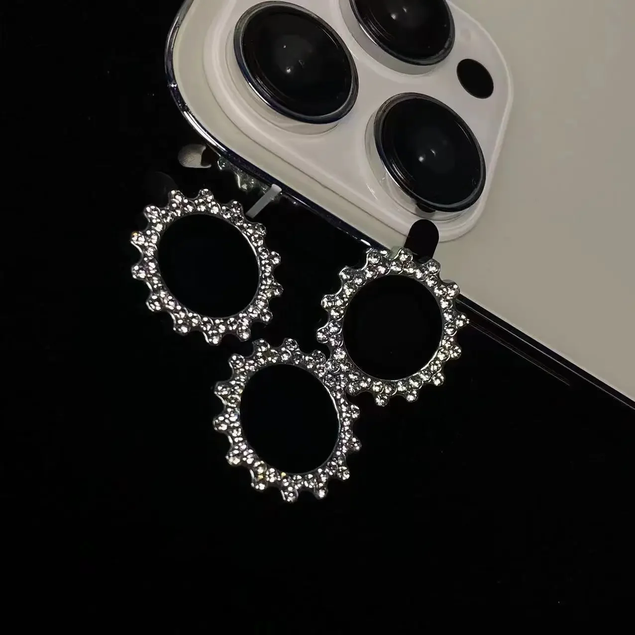 2-3 uds Protector de lente de cámara de diamante de cristal para iPhone 15ProMax 11Pro 14Plus 13pro 12Mini funda protectora de lente de cámara de cubierta completa - imagen 5