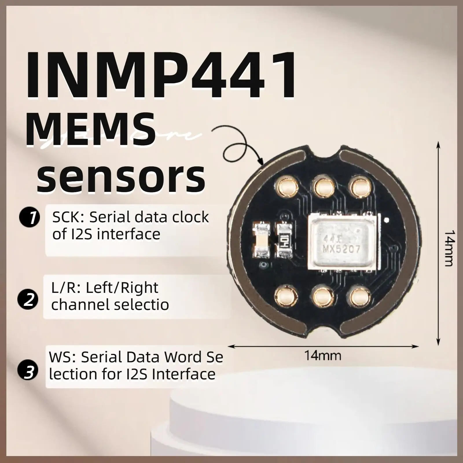 Módulo de micrófono omnidireccional INMP441, interfaz MEMS I2S, compatible con salida Digital ESP32 de alta precisión y baja potencia - imagen 3