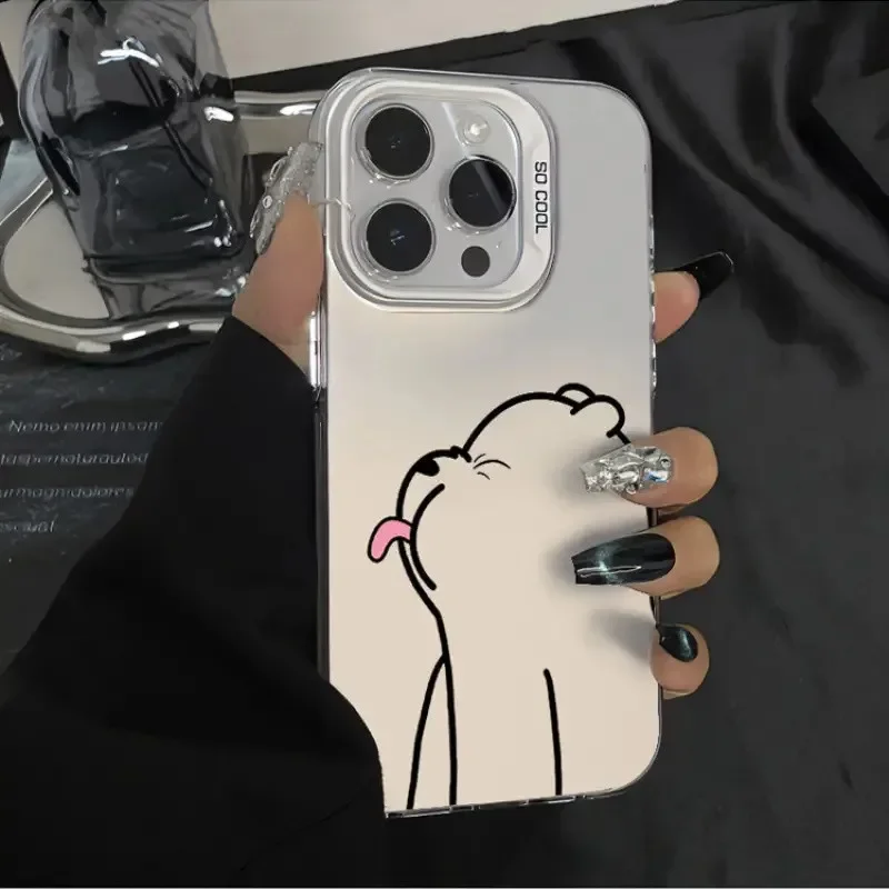 Funda IMD plateada con oso Polar para Samsung Galaxy S25 S24 S23 Ultra S22 Plus S21 FE A55 A54 A53 A35 A15 A14 A16 - imagen 3