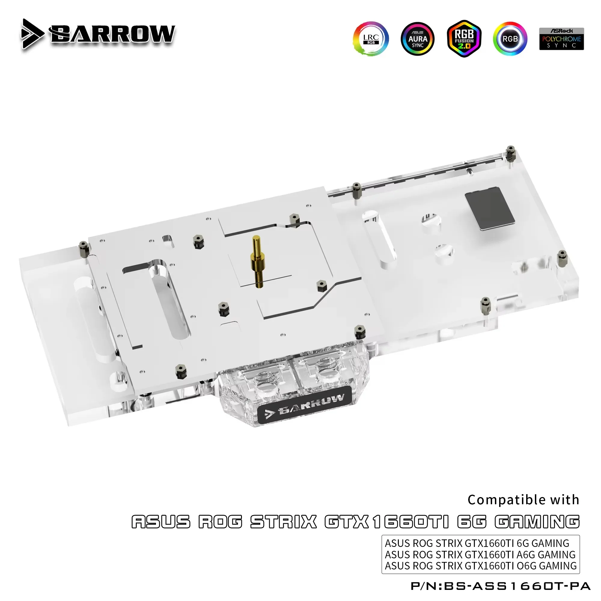 Barrow BS-ASS1660T-PA, Full Cover Graphics Card Water Cooling Blocks, for Asus Rog Strix GTX1660Ti 6G / A6G / O6G Gaming - imagen 5