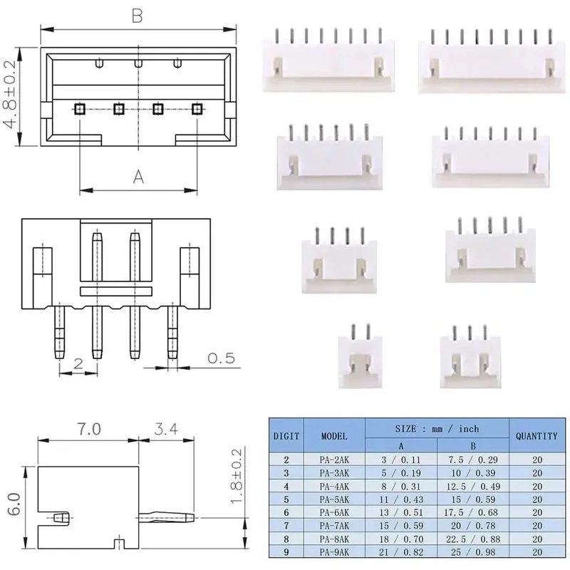 1220 Uds XH2.54mm 2 3 4 5 6 8 9 pines carcasa de puente terminales desnudos de engarzado con conectores macho hembra Kit surtido juego de mezcla - imagen 3