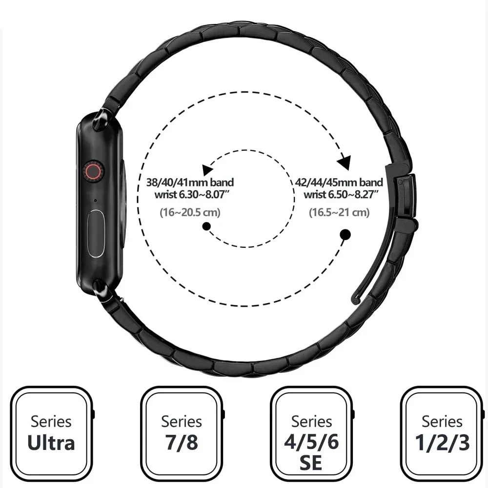 Correa de aleación de titanio de acero inoxidable para Apple Watch Band 44mm 45mm 49mm 41mm pulsera iwatch Series 6/7/8/9/Ultra 2 caja de reloj - imagen 5