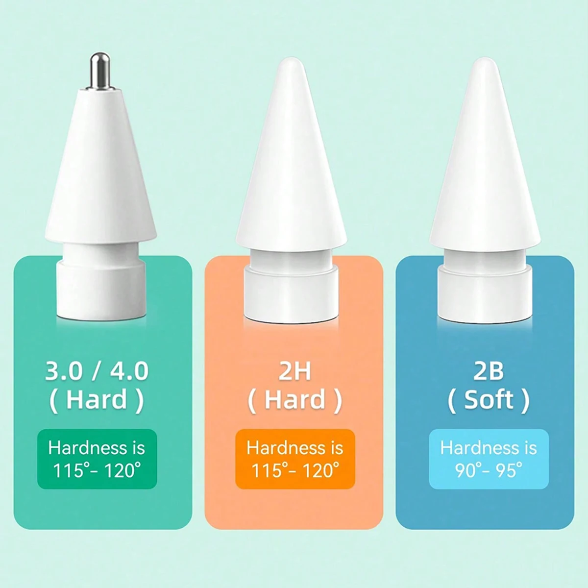 Punta de dibujo para lápiz Apple, 6 uds., 2B, HB, punta fina y punta transparente para lápiz Apple de primera y segunda generación, lápiz óptico para iPad - imagen 5