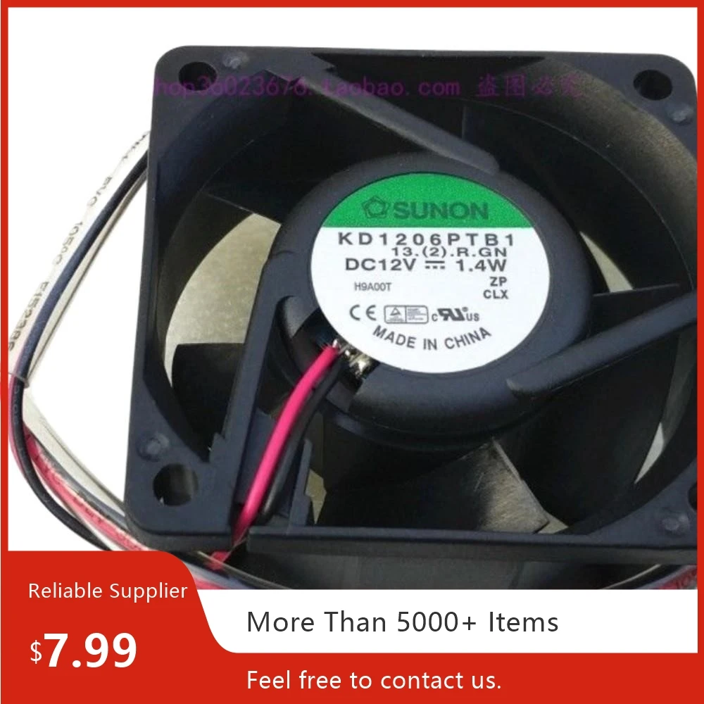 Sunon KD1206PDB1 Ventilador de enfriamiento con doble rodamiento de bolas de 60 mm y 12 V, 4700 RPM para servidores, PC y uso industrial