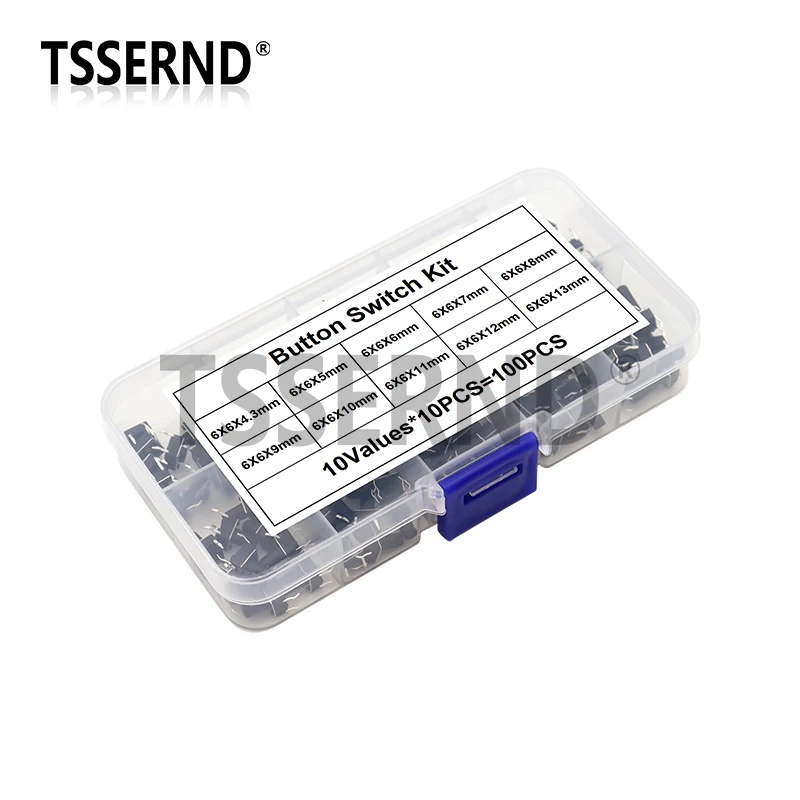 100/180/200 Uds 6x6mm Micro Kit de interruptor táctil 6x6 Mini palanca táctil botón PCB momentáneo 4 pines pulsador - imagen 3