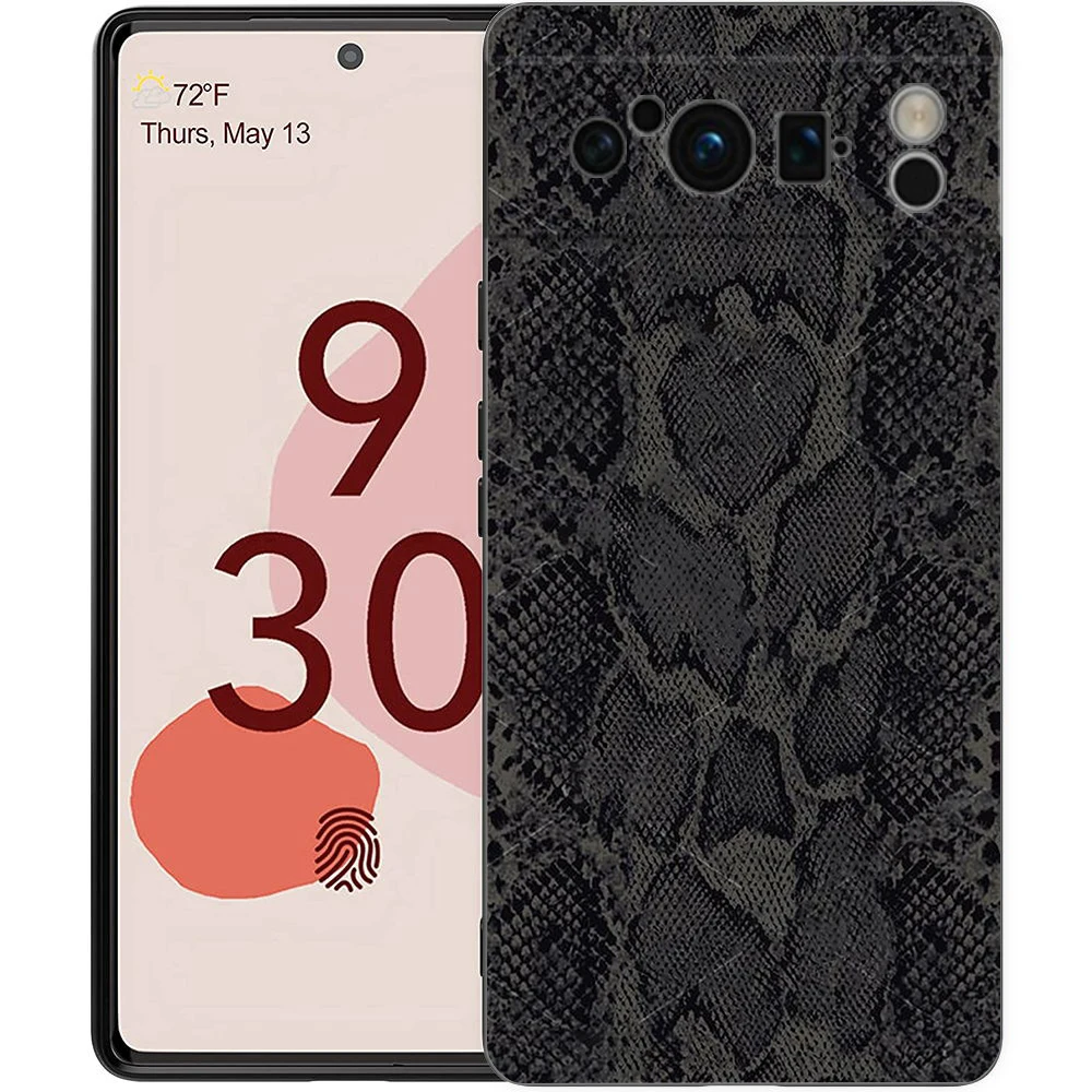 Funda de teléfono de piel de serpiente de lujo para Google Pixel 8, 7, 6 Pro, 6A, 7A, 5G, silicona suave a prueba de golpes, TPU, funda negra - imagen 4