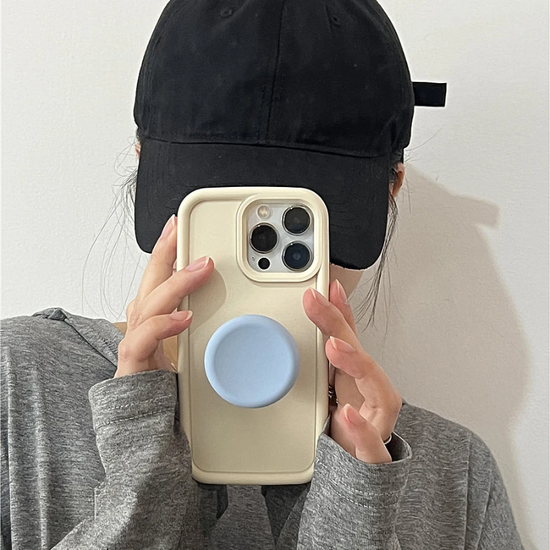 Fundas sencillas y sencillas para iPhone, cubierta con soporte para 15 Pro Max, 14 Plus, 13 Pro Max, 12, 11, POP Grip, toma de corriente coreana - imagen 2