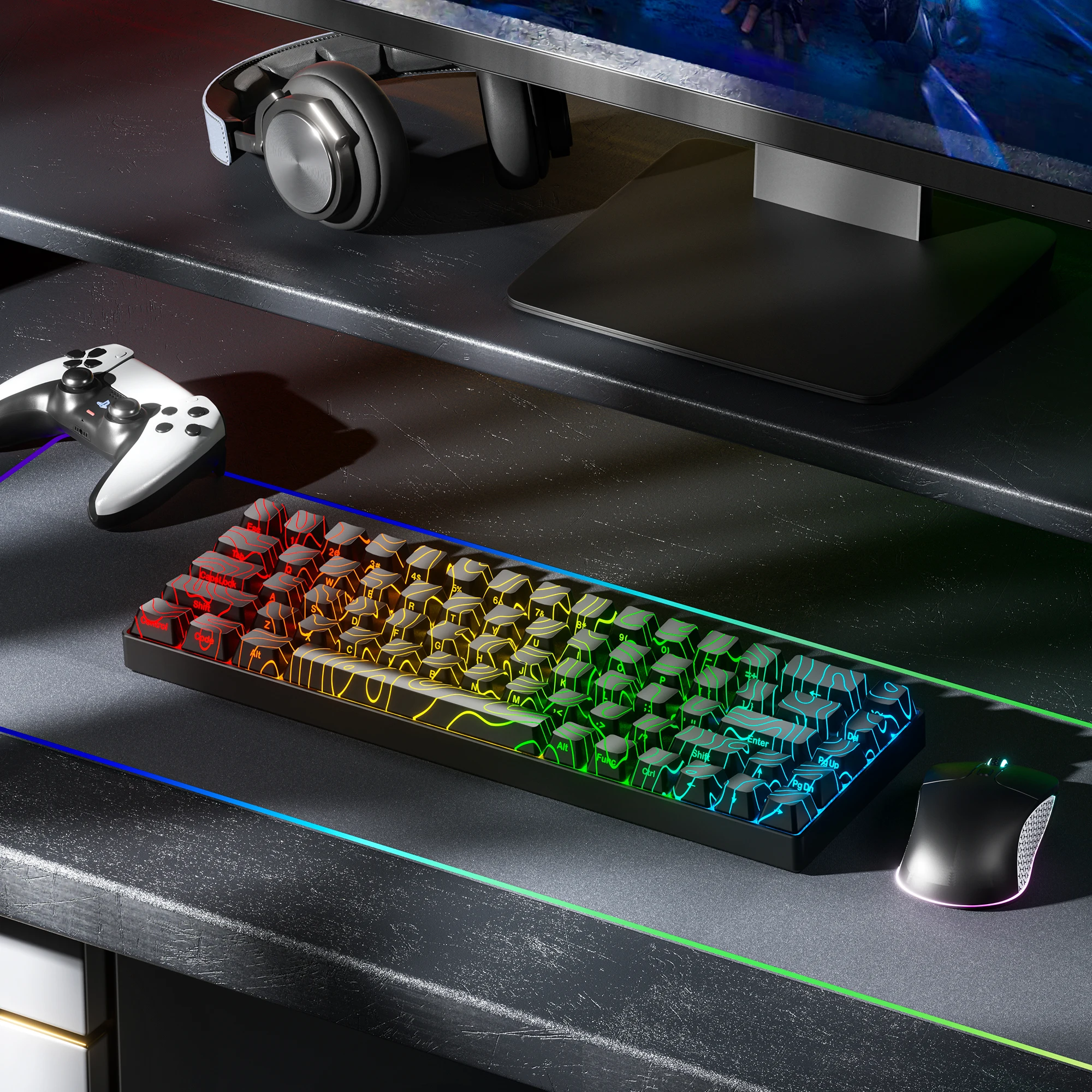 XVX Topographic Nueva versión Patrón Letras Brillo Perfil OEM IMD-Tech Keycap Black Shine Keycaps - imagen 4