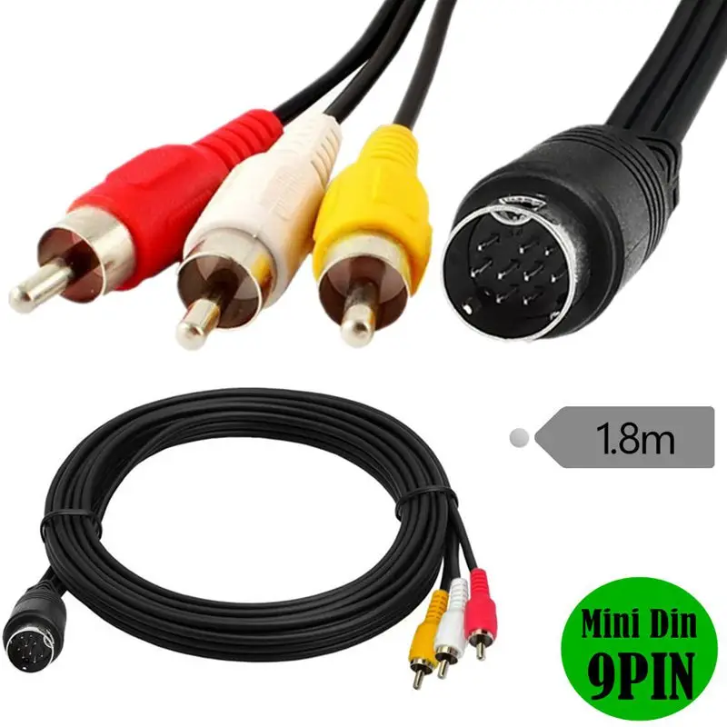 Mini DIN 9Pin S-Video a 3RCA RGB TV HDTV Cable adaptador Cable de diferencia de Color Terminal S Lotus Audio Video Cable de conexión
