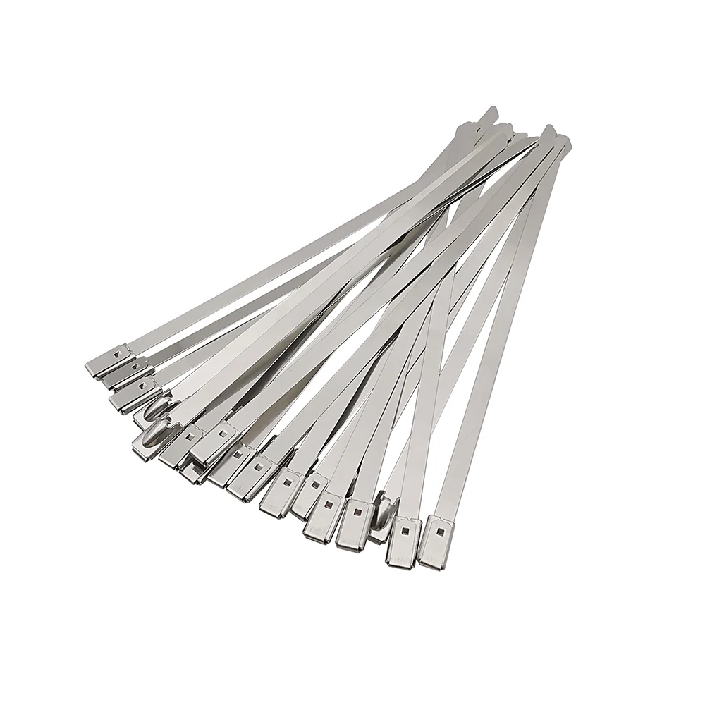 Bridas de acero inoxidable autoblocantes, envoltura de escape de Metal multiusos, 4,6mm, 100-400mm, 10/20 unidades