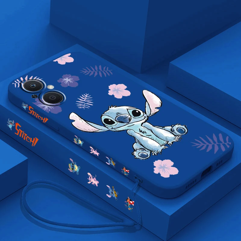 Funda de teléfono Lilo And Stitch para OPPO Find X5 X3 X2 Lite Pro Neo A5 A53 A94 4G 5G Liquid Left Rope Soft Cover - imagen 3