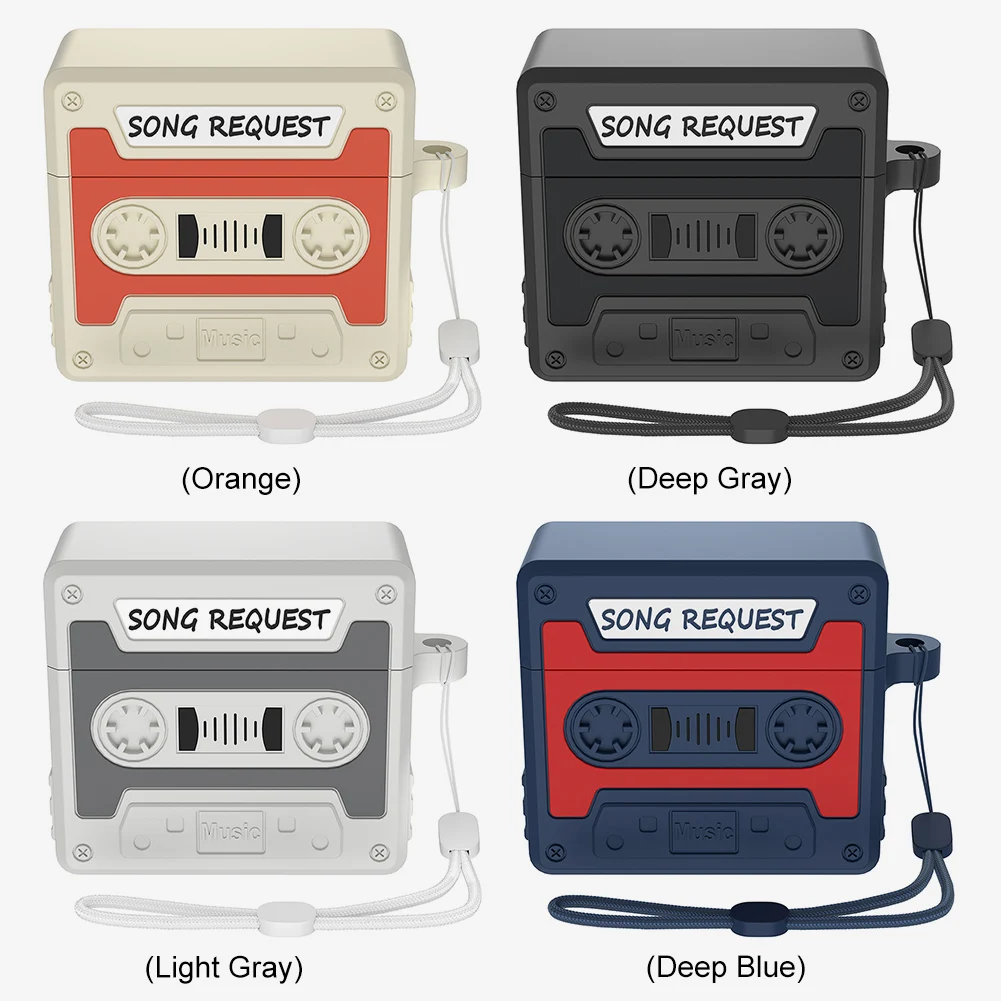 Funda de silicona con cinta de casete para Airpod, cubierta protectora a prueba de golpes con cordón para carga de 4ª generación, 2024 - imagen 2