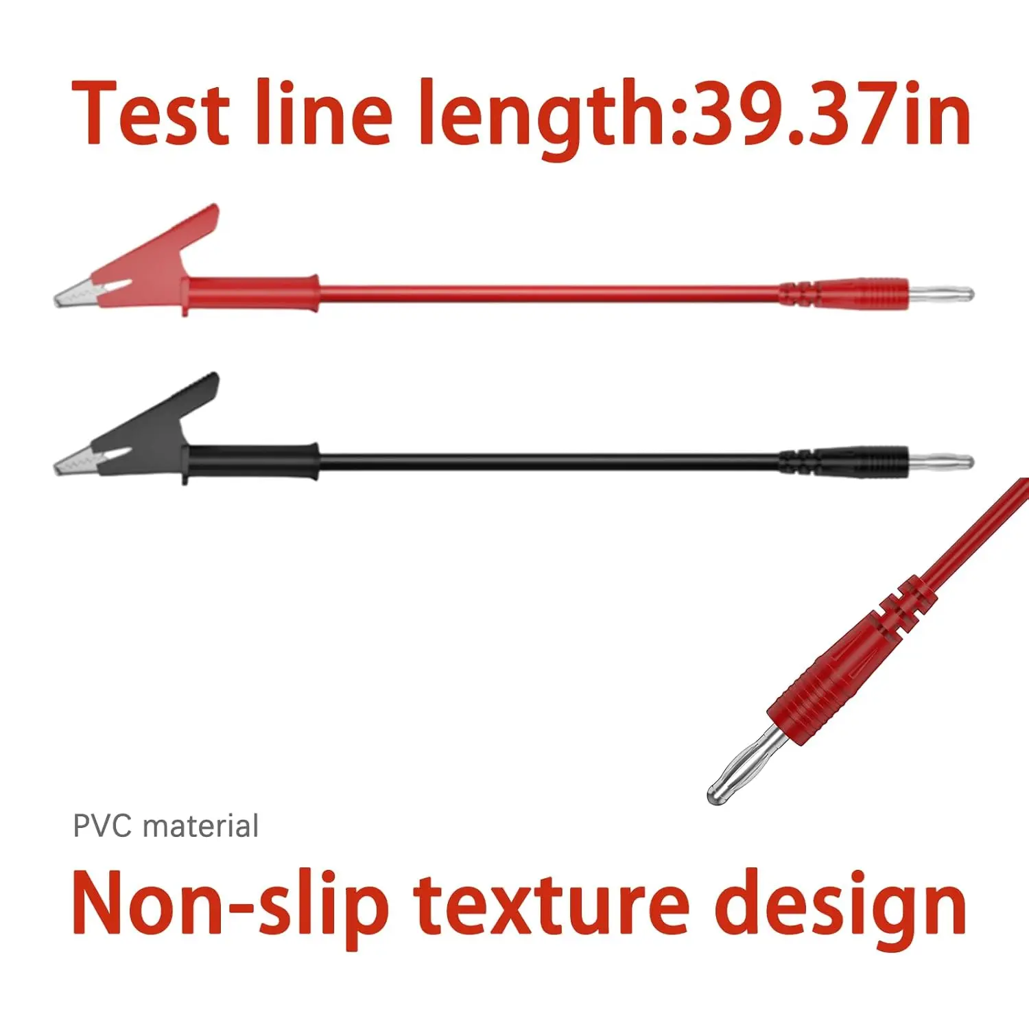 Conector Banana de 4mm a cables de prueba con pinza de cocodrilo, juego de cables con Clip de corcodilo, 2 uds., 3,3 pies para prueba eléctrica multímetro - imagen 2