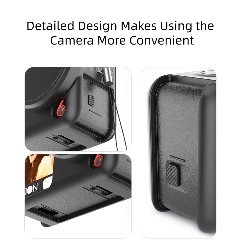 Funda de silicona para cámara DJI OSMO Action 6, funda protectora con cuerda a prueba de pérdidas/correa para muñeca/tapa de lente para DJI Action 6 - imagen 4