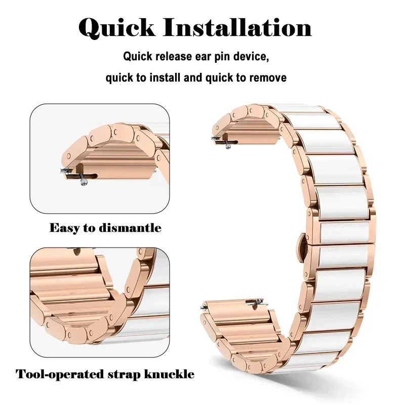 Correa de pulsera de cerámica de 18mm para Huawei Watch GT4 5 41mm/GT5 Pro 42mm pulsera de mujer para Garmin Venu 3S 2S/Forerunner 255S 265S - imagen 3