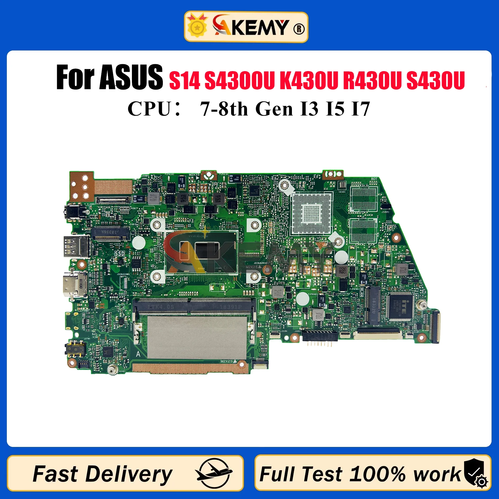 Placa base para ordenador portátil X430UN para ASUS VivoBook X430U S14 S4300U K430U R430U S430U V430U X430UA X430UN con CPU I3 I5 I7