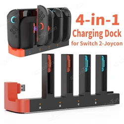 Base de carga 4 en 1 para mandos Nintendo Switch 2 con LED