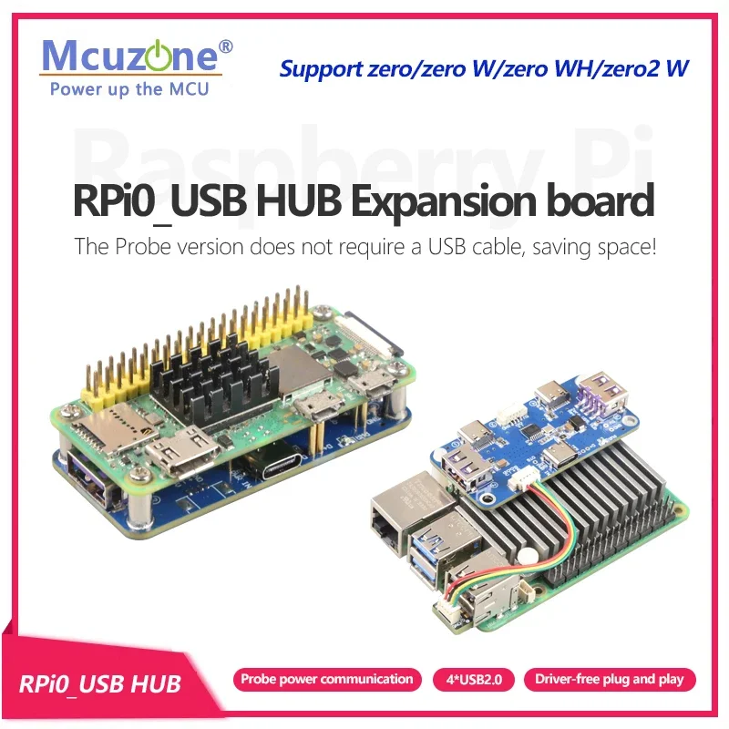 RPi0_USB HUB, placa de expansión Raspberry Pi zero_USB HUB, plug and play sin controlador