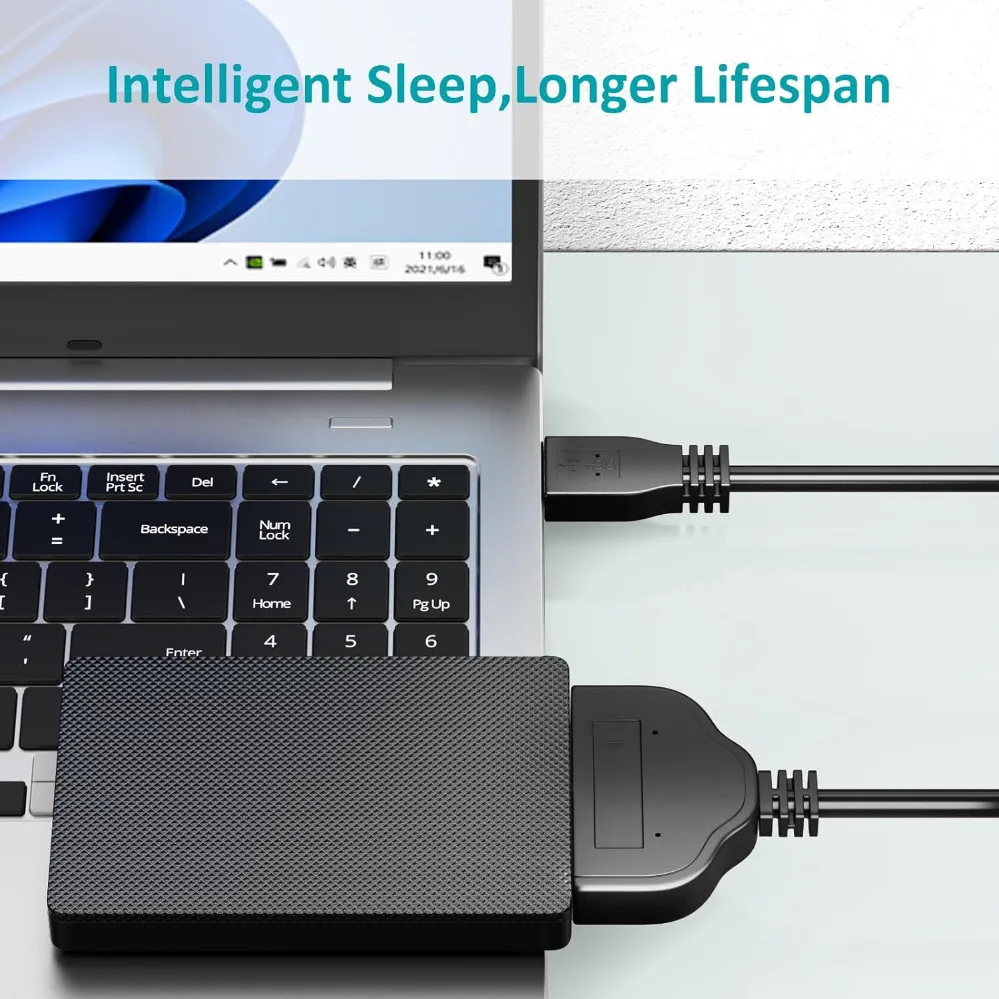 Cable SATA a USB Adaptador de disco duro SATA III USB 3.0 a 2,5” Convertidor externo para transferencia de datos SSD y HDD de 2,5 pulgadas 5Gps - imagen 3