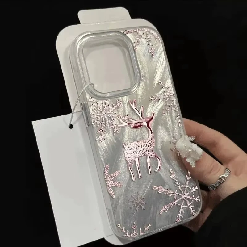 Funda de teléfono con diseño de ciervo y copo de nieve de Navidad para Samsung Galaxy S23 S24 S25 Ultra S22 S21 S20 Plus FE A15 A55 A20S - imagen 3