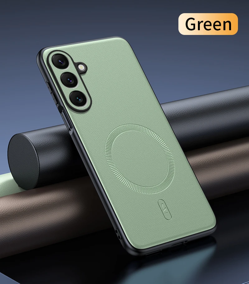 Para Samsung S24 Plus funda protectora de cuero magnética para Samsung S24 Plus antihuellas antideslizante PC + TPU