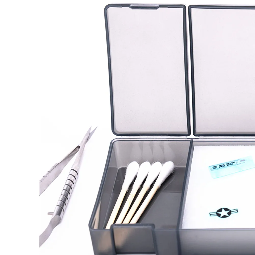 Caja de pegatinas de calcomanías al agua para modelo Gundam, accesorios de herramientas de Hobby DIY, estuche hidratante para manualidades de Hobby negro de plástico de alta calidad - imagen 5