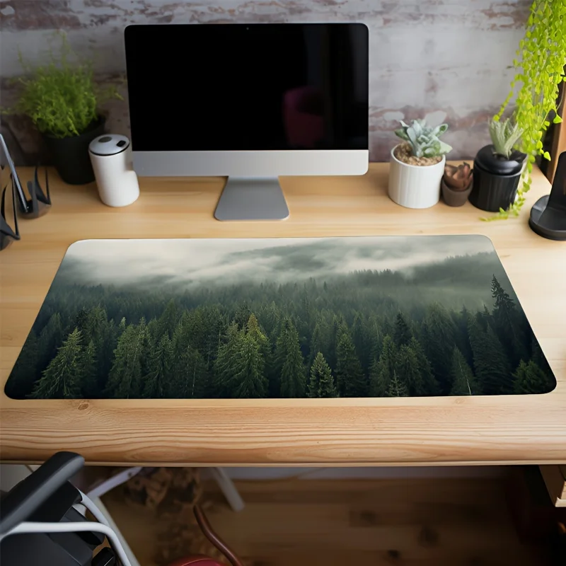 Alfombrilla de ratón grande para juegos Forest, alfombrilla de escritorio verde de 900x400, alfombrilla de ratón XXL de goma antideslizante, juegos de trabajo, regalos para el hogar y la Oficina, accesorios - imagen 3