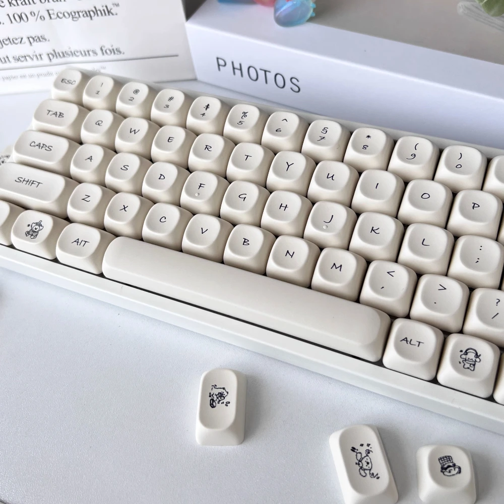 Juego de teclas con tema de perro bonito, sublimación térmica PBT, perfil MOA, teclas para cachorros para teclado mecánico 61/64/68/84/87/98/100/104 - imagen 2