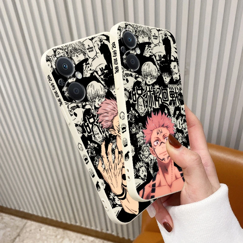 Jujutsu Kaisen Yuji Sukuna funda de teléfono para OPPO Find X5 X3 X2 Lite Pro Neo A5 A53 A94 4G 5G cubierta suave de cuerda izquierda líquida - imagen 4