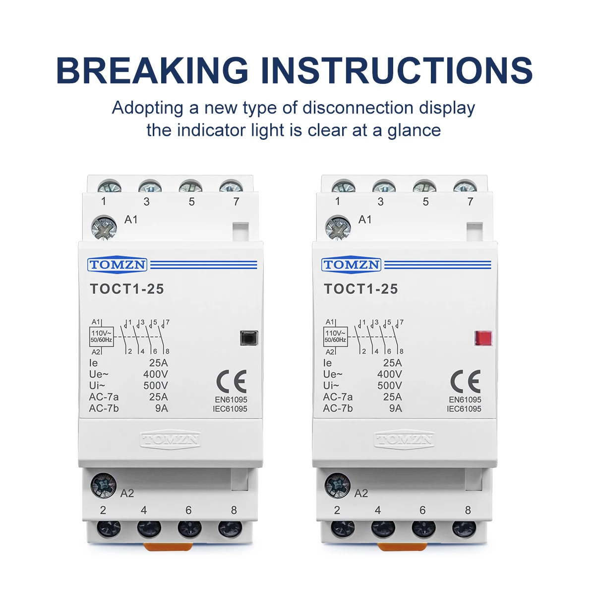 TOCT1 4P 25A 110V BOBINA 50/60Hz Contactor Modular de CA para el hogar con carril Din Contactores 4NO o 2NO 2NC - imagen 5