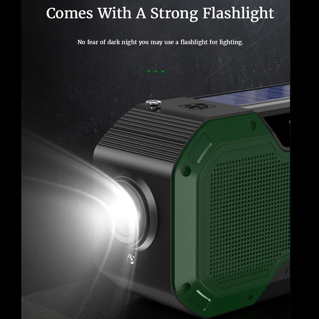 Radio de emergencia Solar con linterna, Banco de energía de manivela manual de viaje - imagen 4