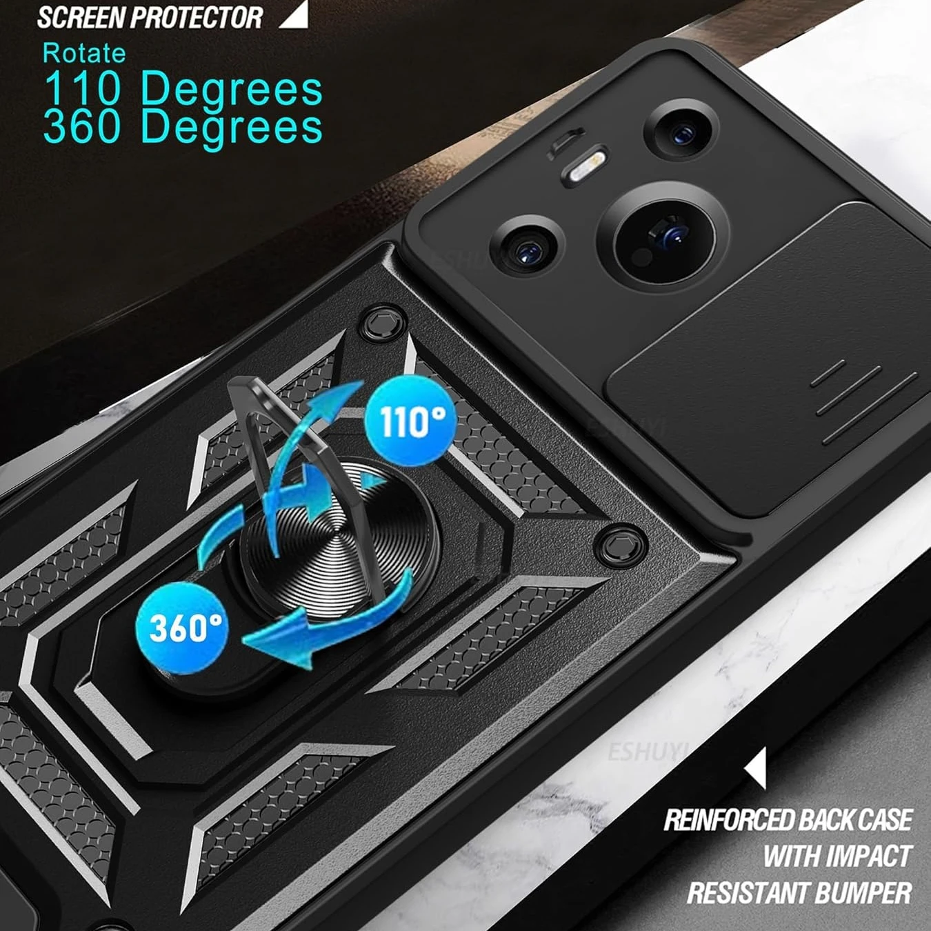 Funda protectora para Huawei Pura 70 Ultra P70 Pro, protección de lente con anillo, soporte magnético, Fundas - imagen 4