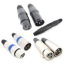Conectores XLR Macho y Hembra Plateados con Clavija Negra para Audio