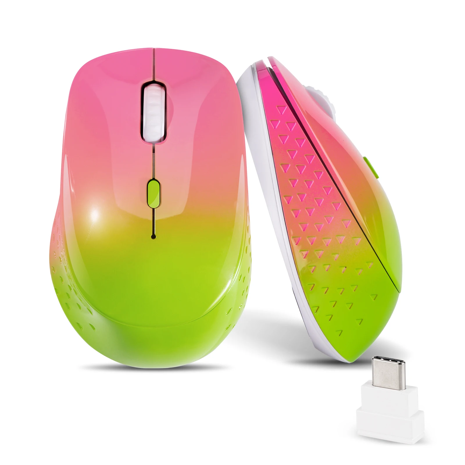 Ratón inalámbrico recargable para ordenador portátil, Mouse óptico silencioso USB y tipo C, 3 DPI ajustables, Mac, MacBook, Android, PC - imagen 2