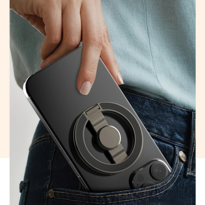 Soporte de teléfono magnético de doble cara 3 en 1 para Magsafe soporte plegable portátil agarre de dedo para IPhone 15 16 Samsung Xiaomi Huawei - imagen 5