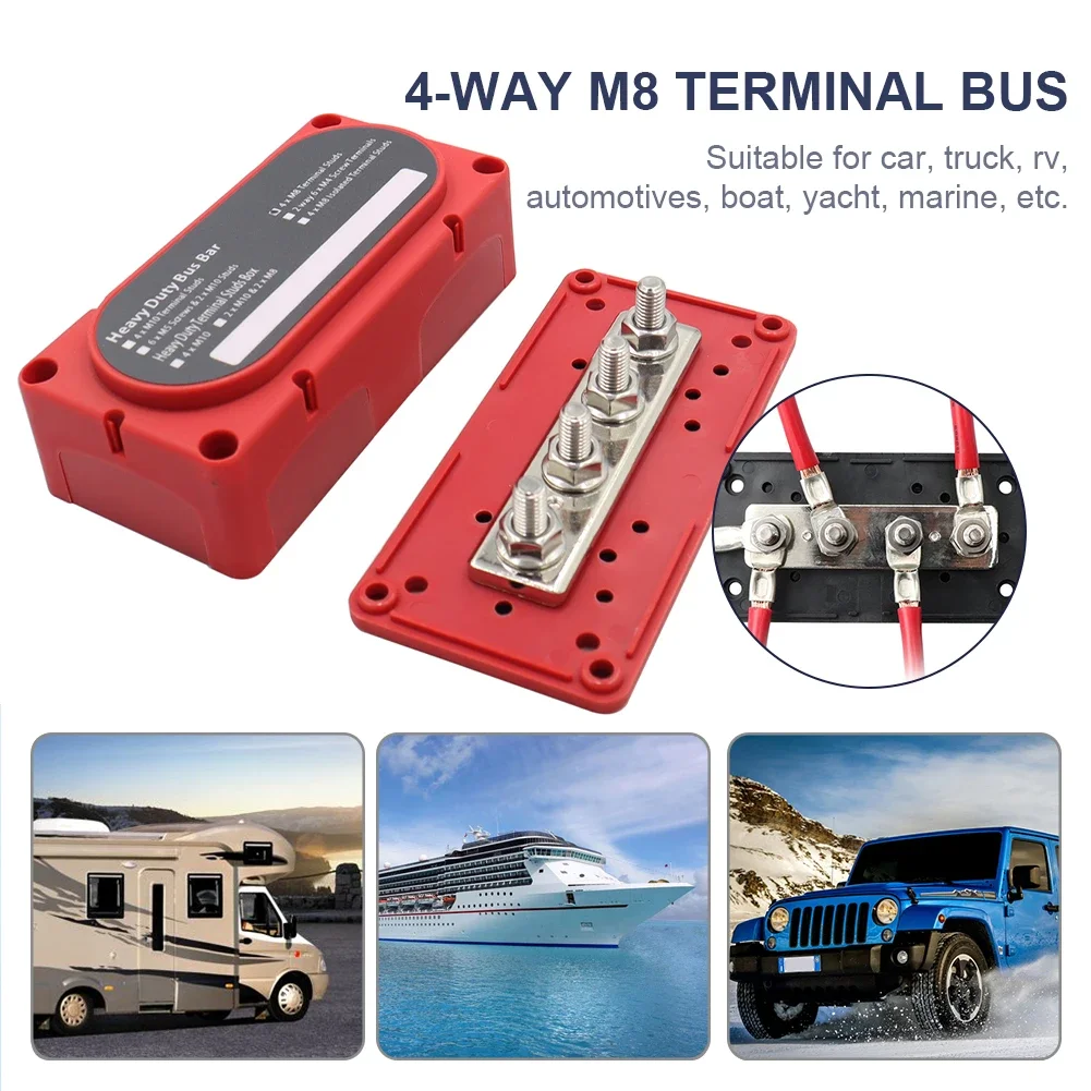 Tablero de caja de barra de Bus M8, caja organizadora de Cable de barra colectora de alta corriente de 4 vías, 48V, 300A, piezas de caja de potencia de amplificador de conexión máxima automática de barco - imagen 2