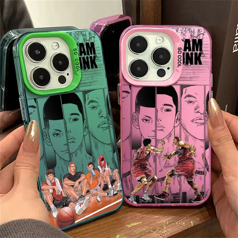 Funda de teléfono de color plateado mate de Anime Slam Dunk para Apple iPhone 15, 14, 13, 12, 11, X, XS, XR, 8, 7 Plus, Pro Max - imagen 3