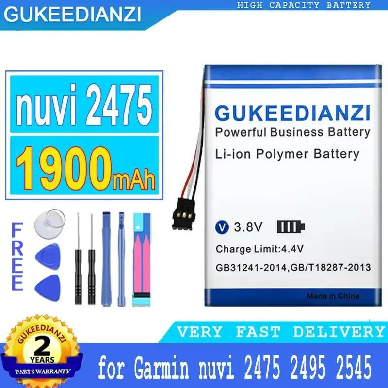 Dispositivo de navegación Gps seguro, batería, fuente de alimentación confiable para Garmin Nuvi 2475 2495 2545 2515 2565 2555 2595 1900Mah