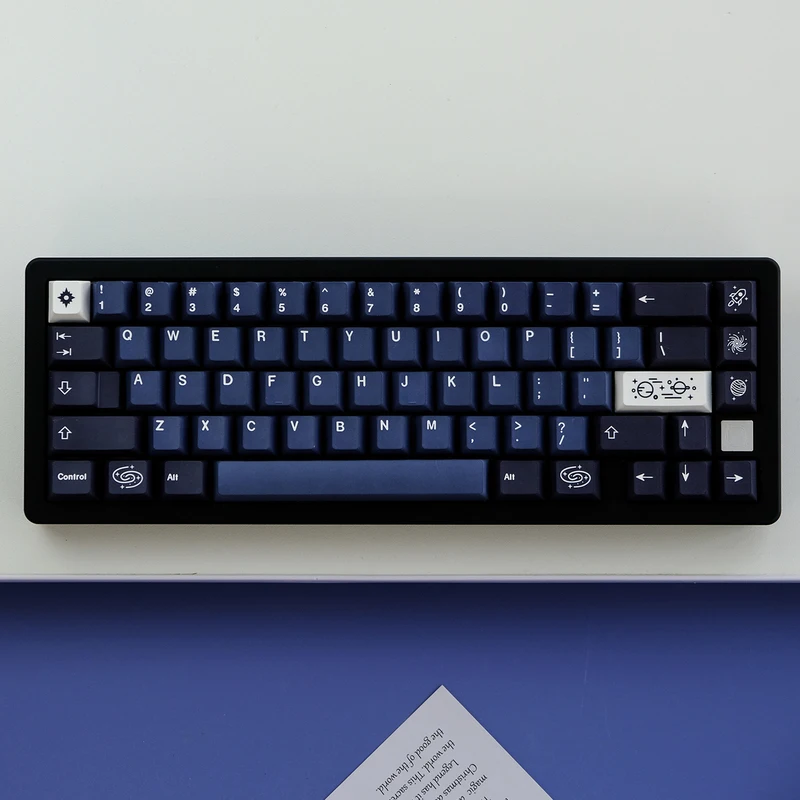 Juego de 128 teclas GMK Galaxy, teclas de sublimación de tinte PBT, teclas de perfil de cereza para Keychron 65 75% Anne Poker GH60 GK64 FL98