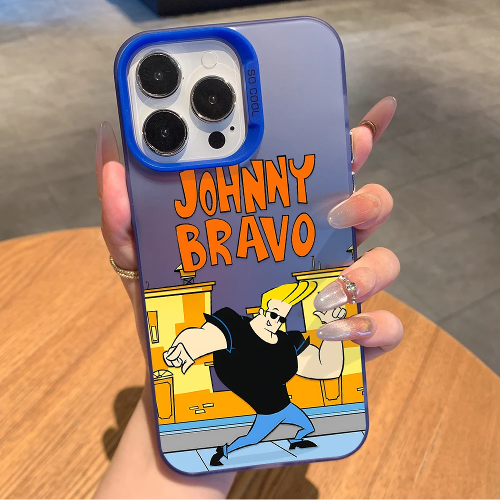 Funda de teléfono divertida de Johnny Bravo para iPhone 17 16e 16 15 14 13 12 11 mini Pro Max X XR XSMAX 8 7 Air Plus cubierta mate anticaída