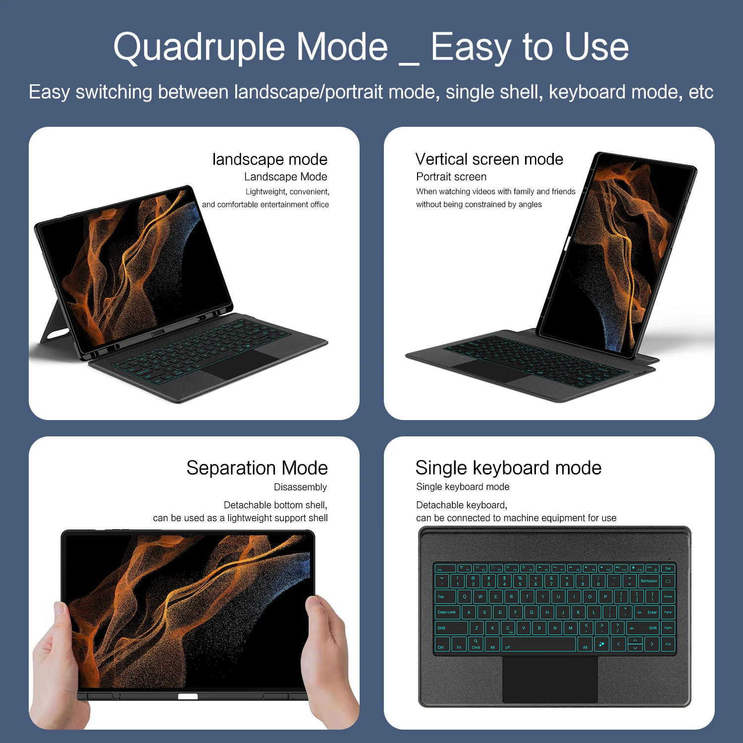 Teclado con retroiluminación TouchPad para Samsung Galaxy Tab S8 Ultra, funda de 14,6 pulgadas 2022, SM-X900 SM-X906, cubierta de teclado mágico desmontable - imagen 4