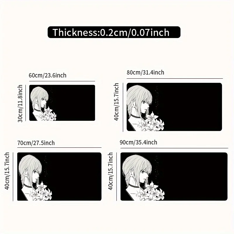 Alfombrilla de ratón grande de anime girl 900x400x3MM, alfombrilla de escritorio para juegos de oficina duradera antideslizante, regalo para ordenador portátil, accesorios de escritorio para jugadores - imagen 4