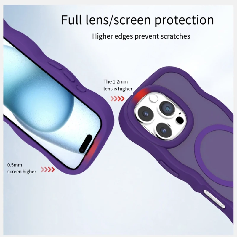 Para Magsafe carga inalámbrica magnética de lujo Color sólido onda teléfono caso para iPhone 16 Pro Max 14 12 13 15 Pro Max cubierta de parachoques - imagen 4