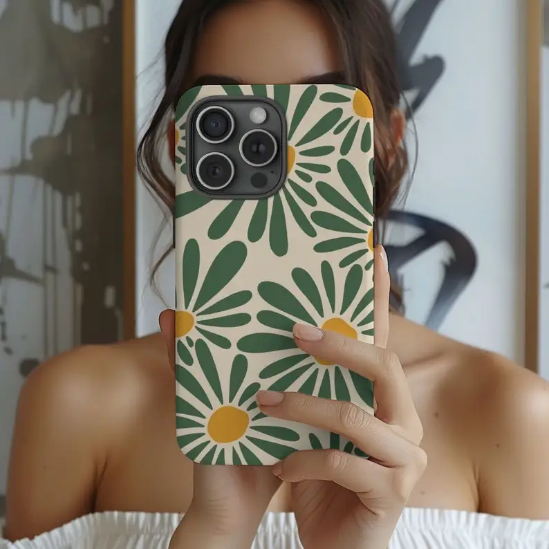 Funda de teléfono Retro Daisy Floral de verano a la moda para iPhone 16 15 14 13 12 11 Pro Max XS XR XSMax 6 7 8 Plus cubierta dura HD brillante para PC - imagen 5