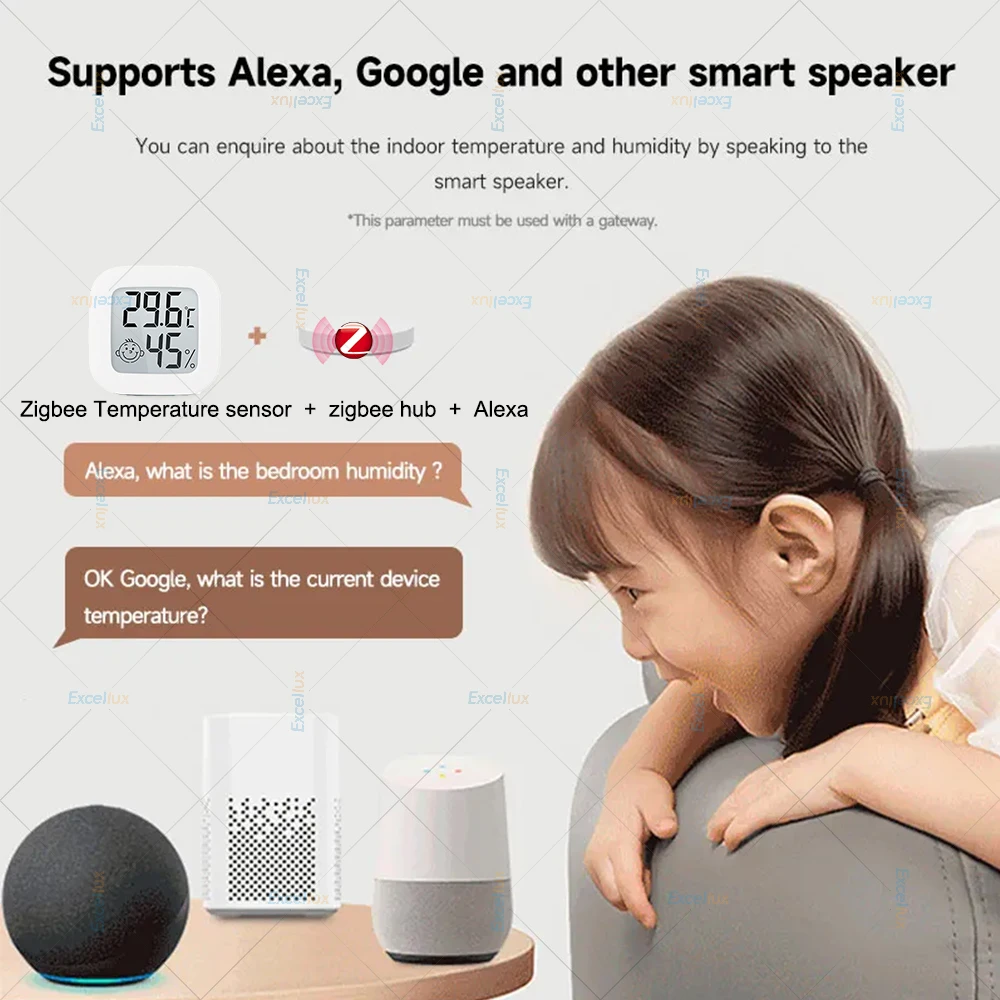 Sensor de temperatura y humedad Tuya Zigbee, Mini pantalla Digital LCD, aplicación Smart Life, Control remoto, termómetro, higrómetro para Alexa - imagen 2