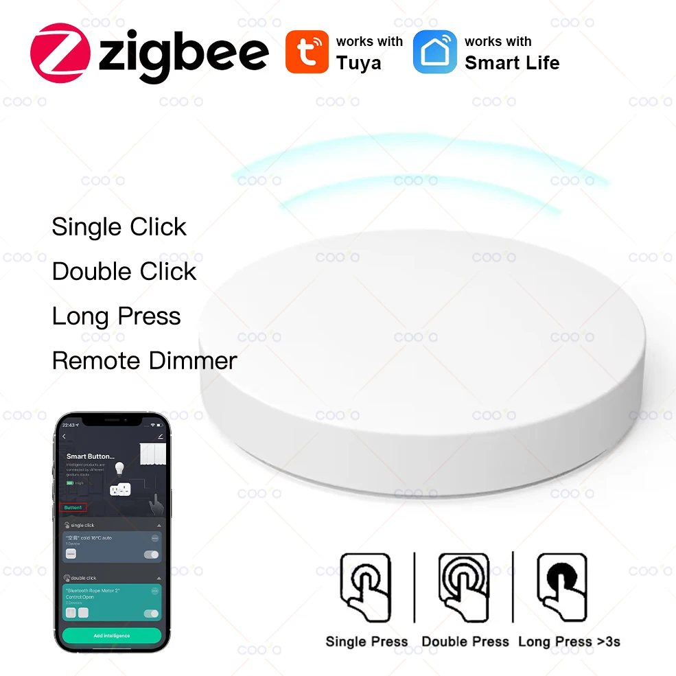 ZigBee Tuya botón interruptor de escena enlace inteligente botón interruptor inteligente alimentado por batería automatización funciona con Smart Life Z2M - imagen 2